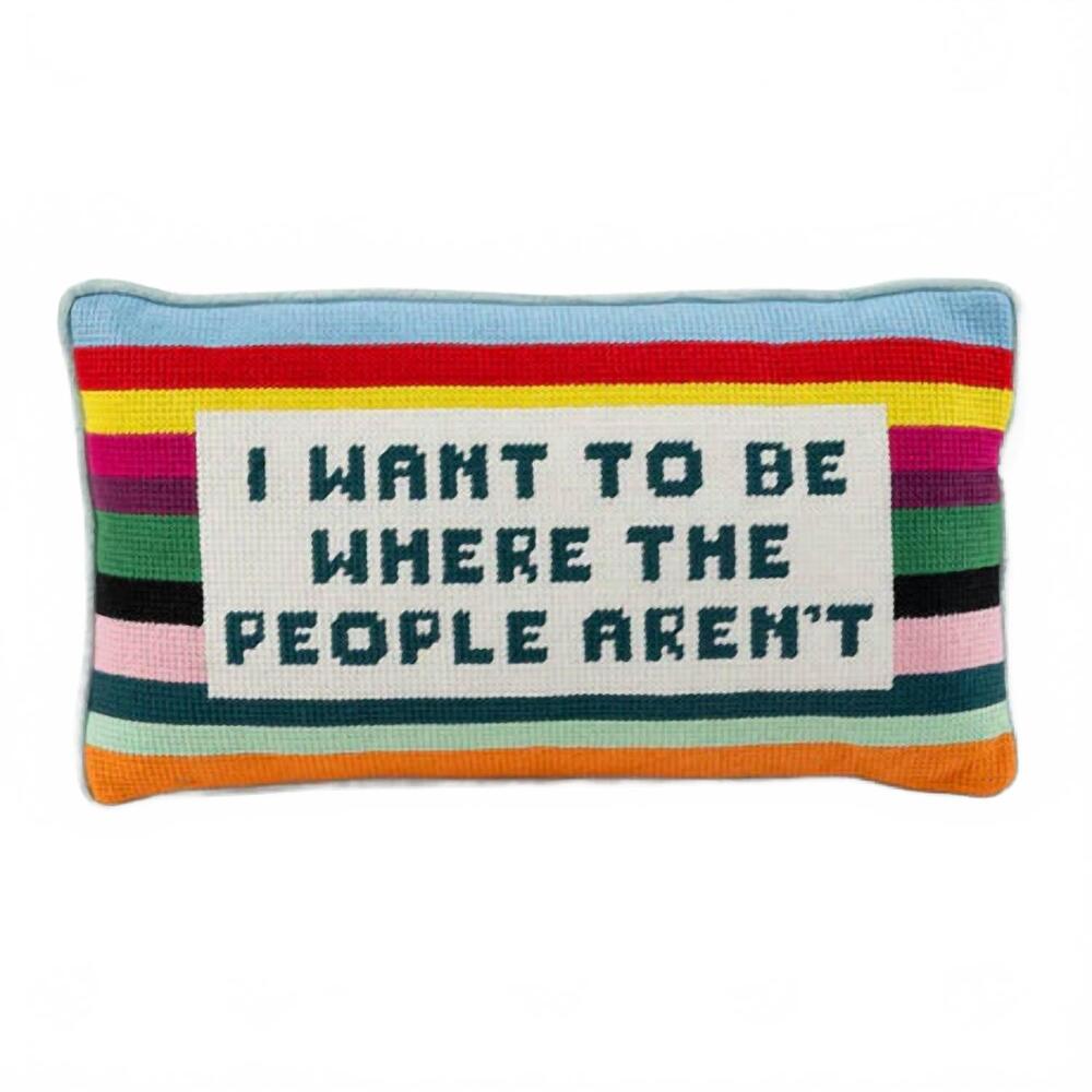 NEW FURBISH STUDIO where the people aren't needlepoint pillow in multi